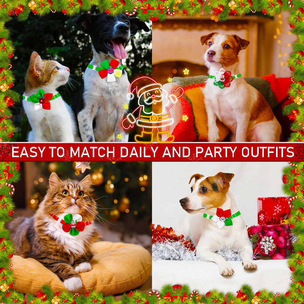 Nœud papillon de Noël pour chiens et chats, accessoire festif avec motifs rouge et vert, parfait pour les célébrations.