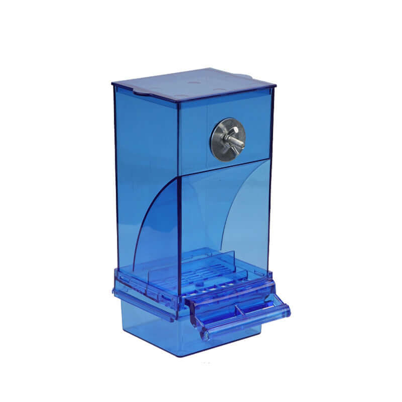 Distributeur automatique transparent pour nourriture d'oiseaux, en PS durable, surveillez le niveau de nourriture facilement.