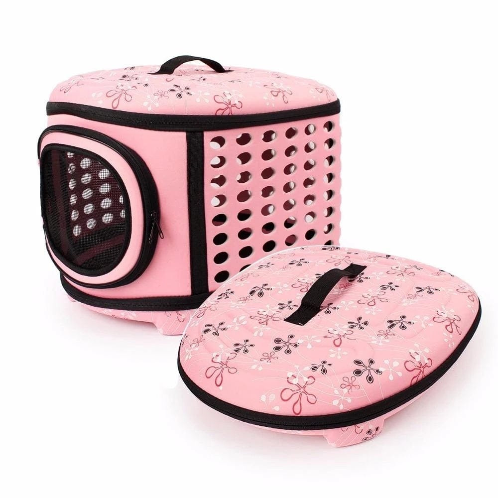 Sac à dos pour animaux EVA rose avec motif floral, léger et portable pour chats et chiens.