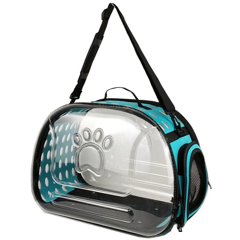 Sac à dos transparent pour chat portable, design léger avec poignée et coussin, idéal pour le voyage.