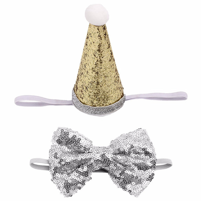 Chic Nœud Papillon en Sequins et Chapeau de Fête pour chiens, élégant accessoire pour animaux.