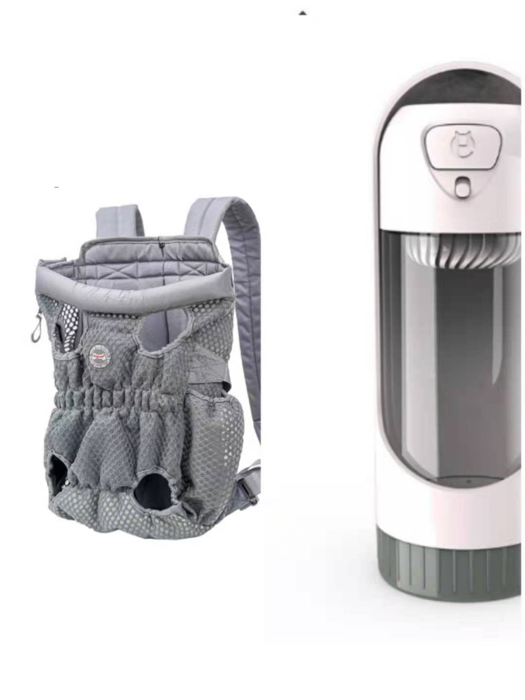 Sac à dos porte animal de compagnie respirant avec bouteille d'eau intégrée pour animaux.