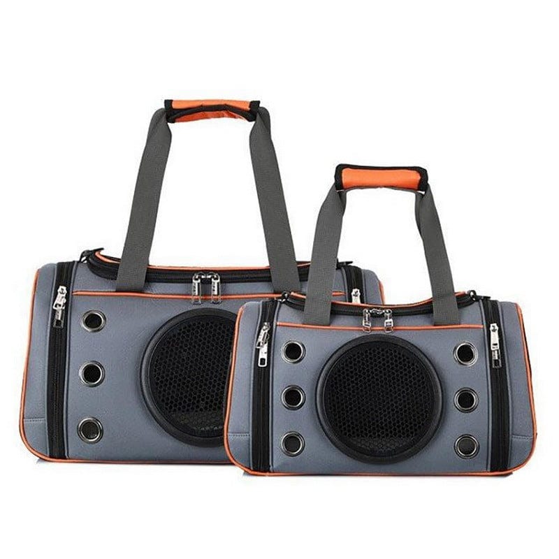 Capsule spatiale portable pour animaux en polyester avec ventilation et design pratique.