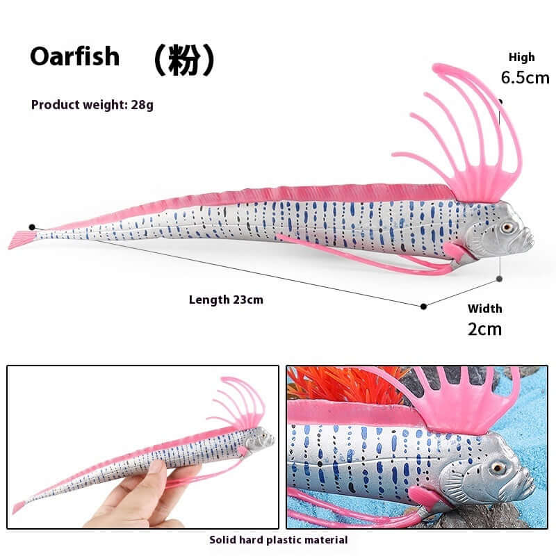 Modèle de poisson diable en plastique, jouet cognitif marin, dimensions 23cm x 6.5cm x 2cm, idéal pour enfants.
