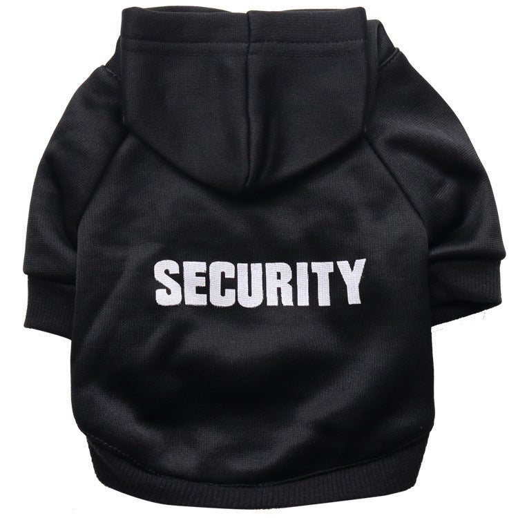 Vêtement pour chien en fleece noir avec inscription SECURITY, style décontracté et confortable pour animaux.