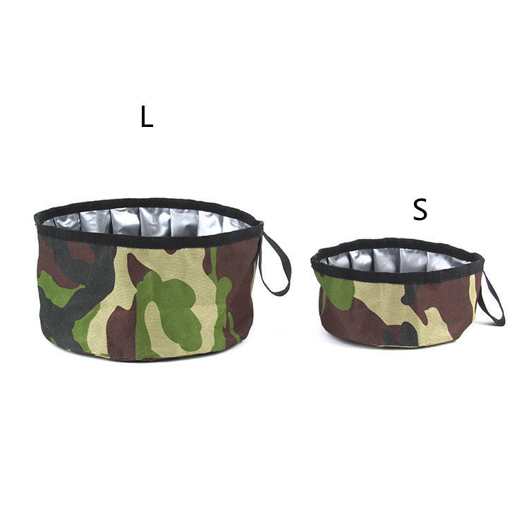 Bol de nourriture portable pliable en tissu Oxford pour chien, tailles S et L, motif camouflage.