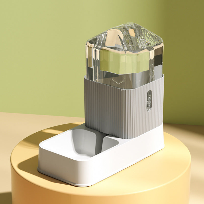 Distributeur automatique d'eau et de nourriture pour chat, design moderne en PP et PE, bol d'eau et nourriture.