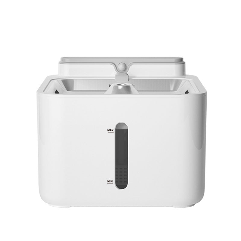 Distributeur d'eau sans fil pour chats et chiens, design moderne et système d'induction infrarouge.