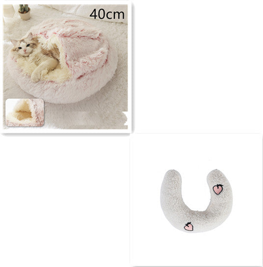 Lit Douillet 2 En 1 pour Chiens et Chats - Lit d'Hiver Rond en Peluche