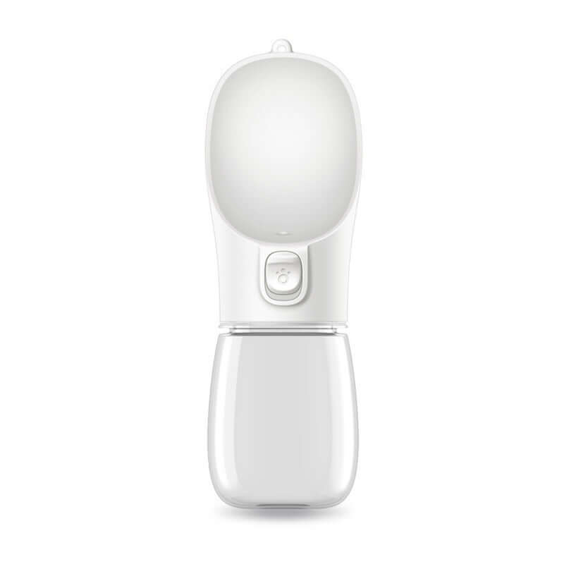 Gourde portable pour chien en plastique durable, idéale pour hydrater votre animal en promenade.