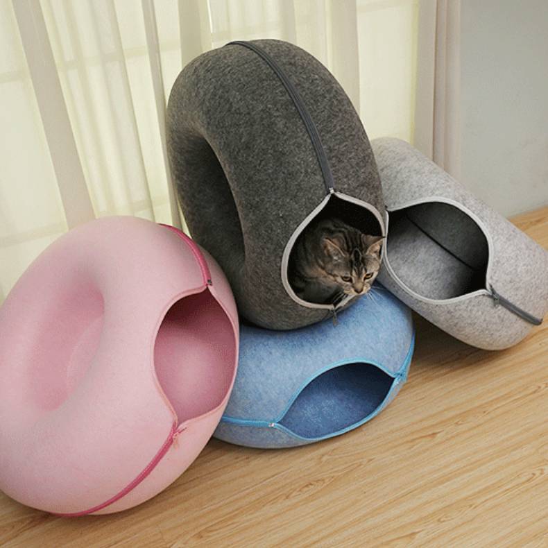 Nid Rond en Feutre pour Chats - Quatre Saisons