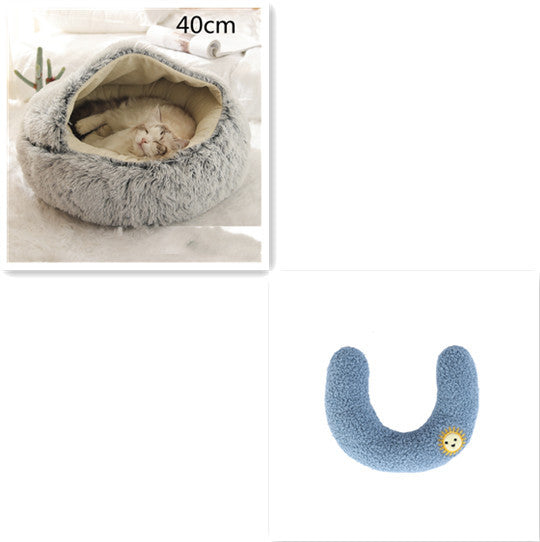 Lit Douillet 2 En 1 pour Chiens et Chats - Lit d'Hiver Rond en Peluche