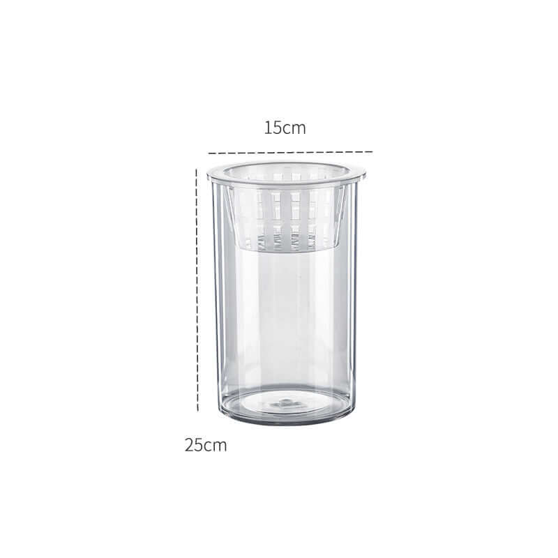 Bocal à poissons écologique en plastique transparent, 15cm x 25cm, design moderne pour décoration intérieure.