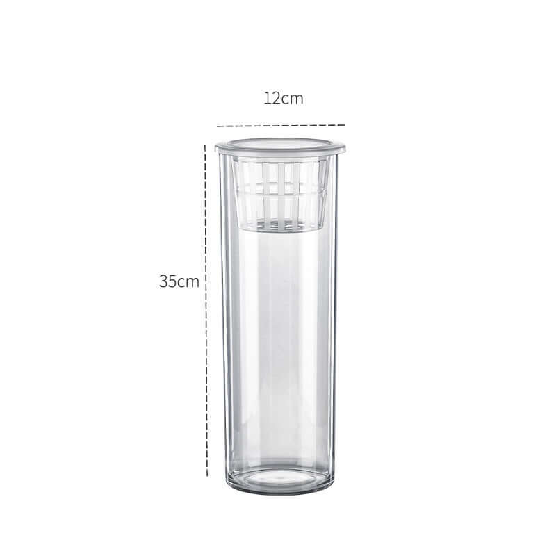 Bocal à poissons écologique transparent en plastique, dimensions 35cm x 12cm, design moderne pour décoration intérieure.