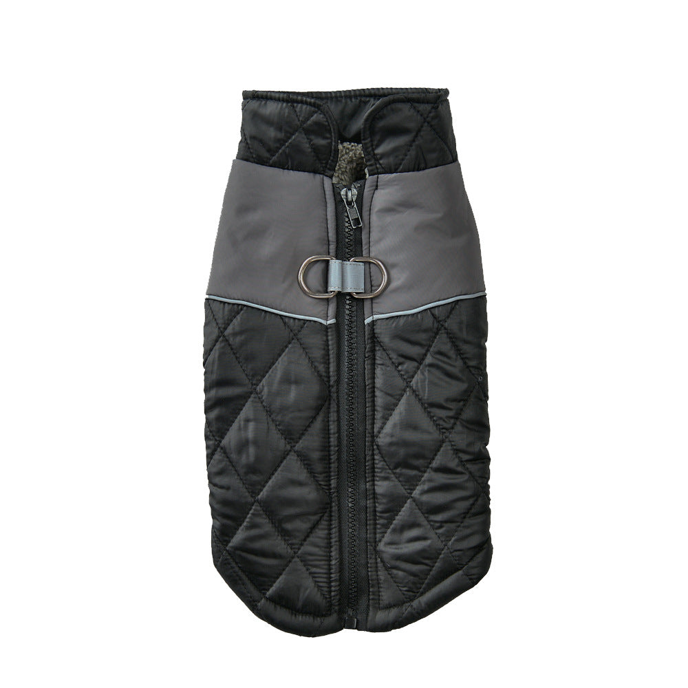 Combinaison de ski imperméable et chaude pour animaux, couleur noir gris, style décontracté en polyester.