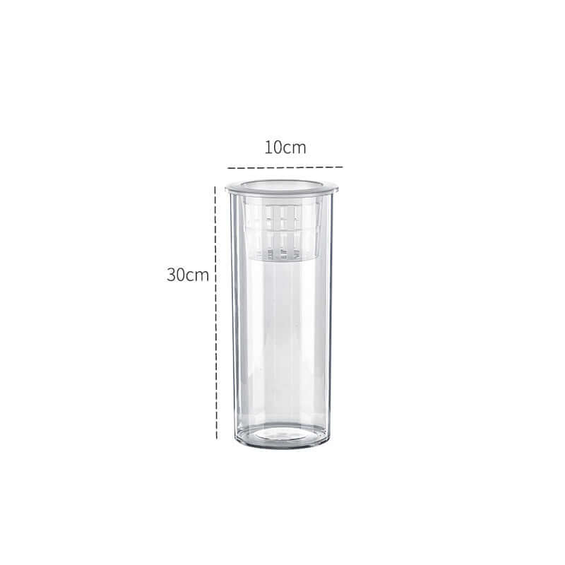 Bocal à poissons écologique en plastique transparent de 30 cm de haut et 10 cm de large, élégant et durable.