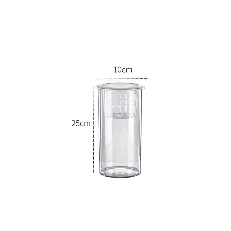 Bocal à poissons écologique en plastique transparent, dimensions 25cm x 10cm, design moderne pour décoration intérieure.