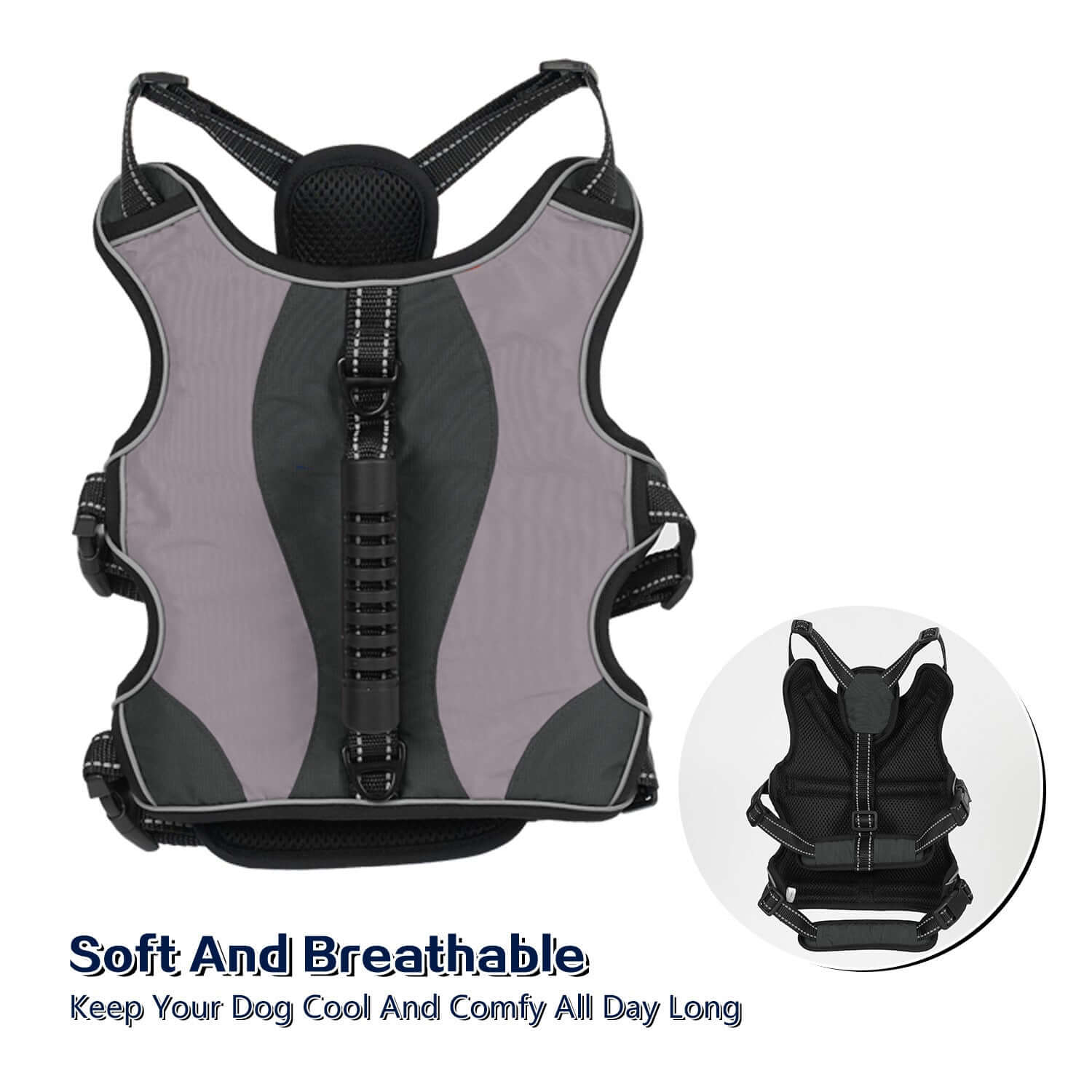 Gilet de traction pour grand chien, léger et respirant, idéal pour le confort lors des promenades.