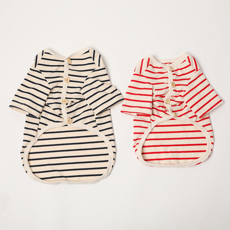 Chemise V-Neck en Coton Rayé pour Chiens