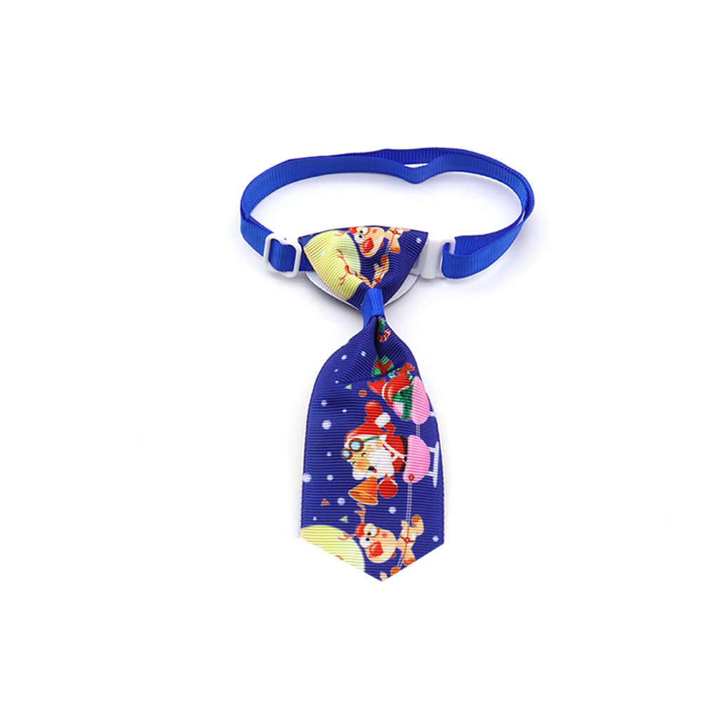Nœud papillon bleu festif pour animaux avec motifs de Noël, parfait pour les fêtes.