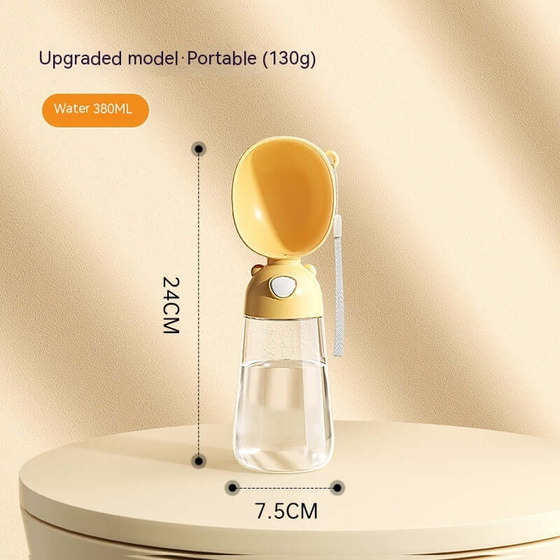 Bouteille d'eau portable pour chien, distributeur de nourriture et eau, 380ml, idéale pour les sorties avec animaux.