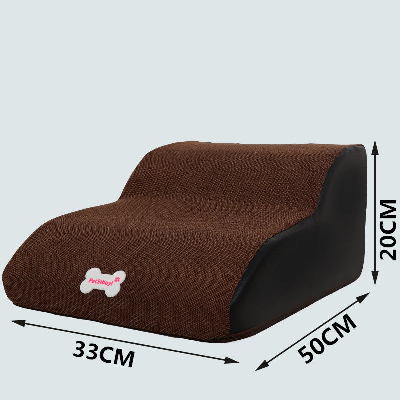 Échelle de montée pour petits chiens, tissu de qualité, dimensions 50cm x 33cm x 20cm, idéale pour canapé et lit.