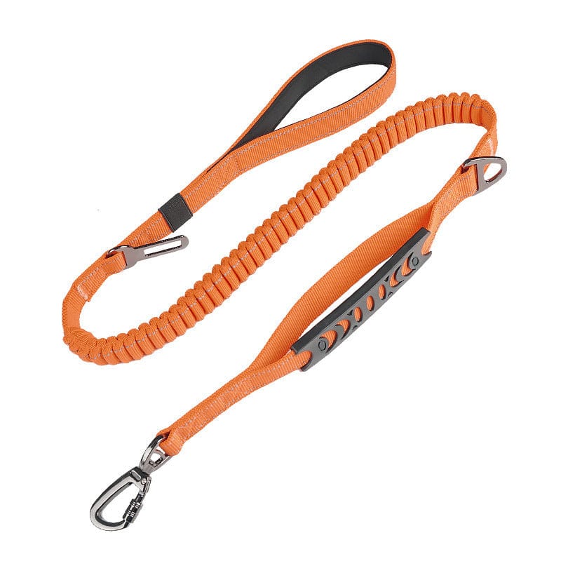 Ceinture de traction rétractable et réfléchissante pour animaux, couleur orange, en nylon pour un contrôle optimal.