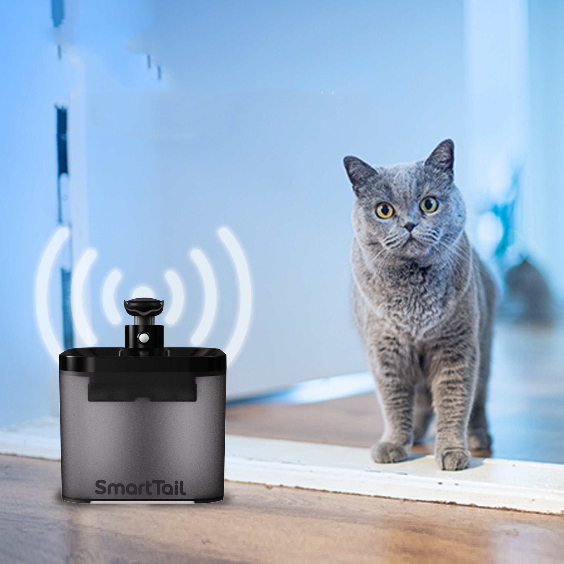 Distributeur d'eau intelligent sans fil pour chats, conçu pour une hydratation optimale, avec capteur moderne.
