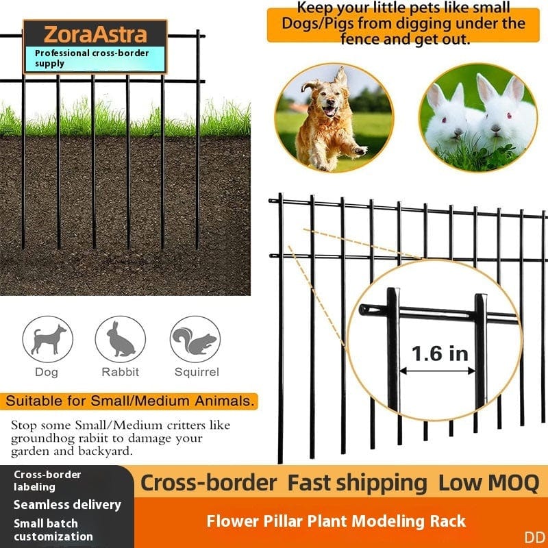 Clôture anti-animal en métal pour jardin, parfaite pour chiens, lapins et écureuils, durable et légère.