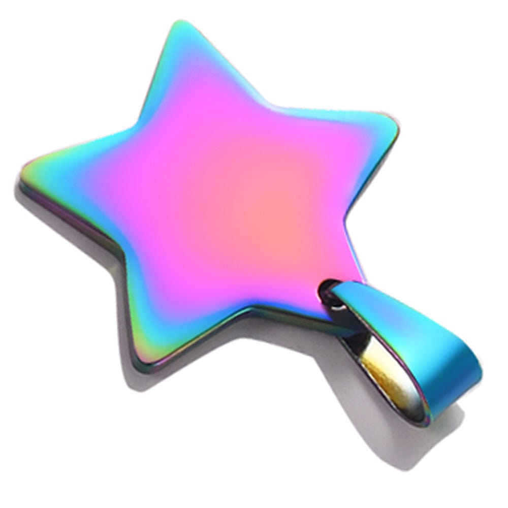 Pendentif étoile en acier inoxydable avec finition irisée, bijou élégant et durable pour collier.