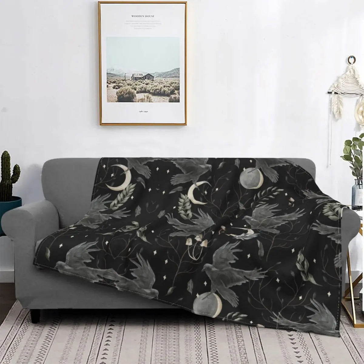 Couverture Flanelle Sorcière Gothique pour Halloween