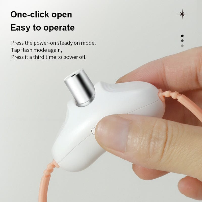 Main body of an interactive laser collar for cats, highlighting the one-click operation feature.