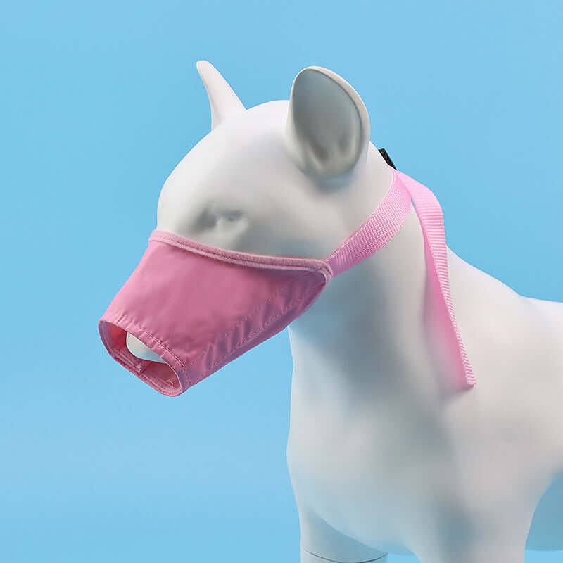 Masque Anti-Morsure Ajustable pour Chien en toile Oxford, couleur rose, adapté aux chiens de taille moyenne et grande.