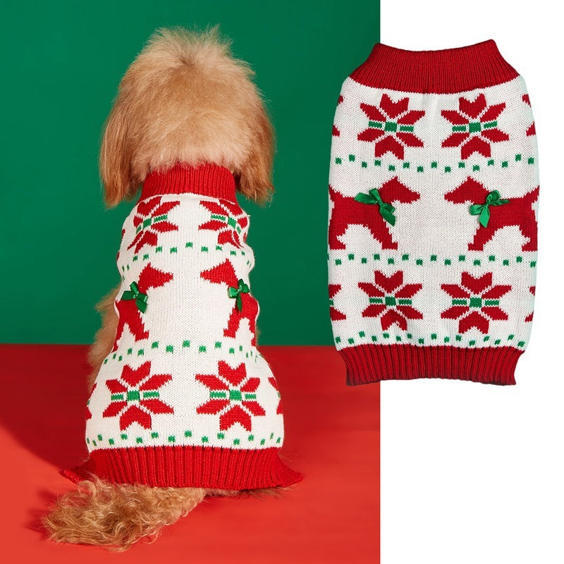 Pull de Noël pour chien avec motifs festifs, parfait pour les fêtes et le style animalier.