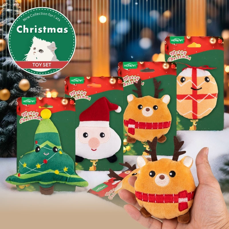 Jouet en Peluche de Noël pour Chat avec Herbe à Chat