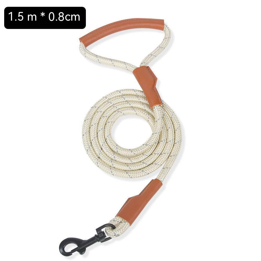 Laisse pour chien de 1,5 m avec poignée en cuir, robuste et durable pour les promenades en plein air.