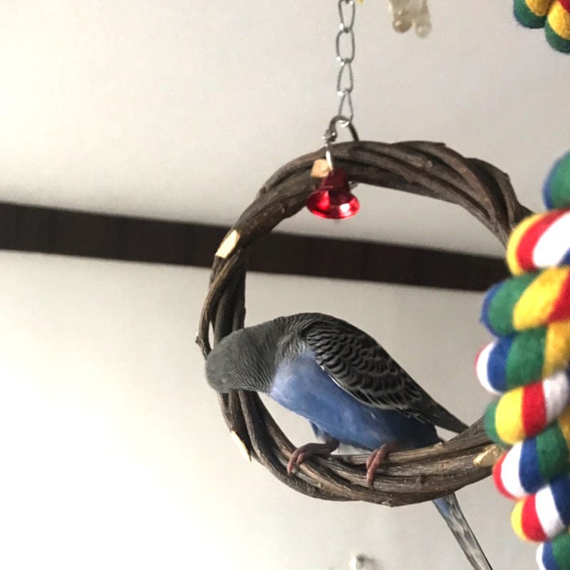 Jouet à mâcher en rattan pour oiseaux - Cadre de volière