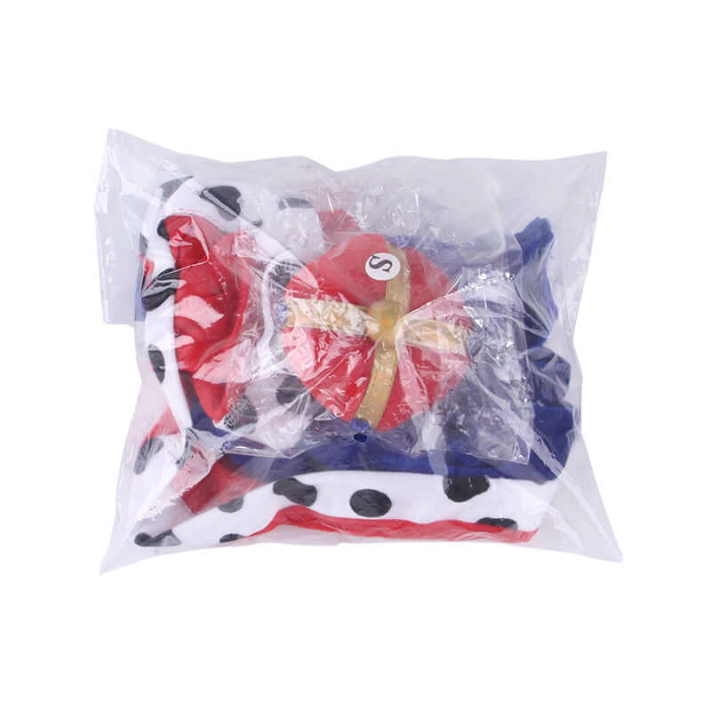 Ensemble d'accessoires pour chien : couronne et chapeau emballés sous plastique.