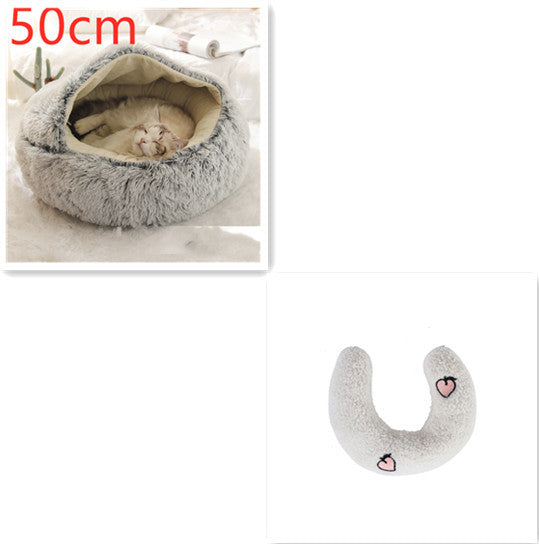 Lit Douillet 2 En 1 pour Chiens et Chats - Lit d'Hiver Rond en Peluche
