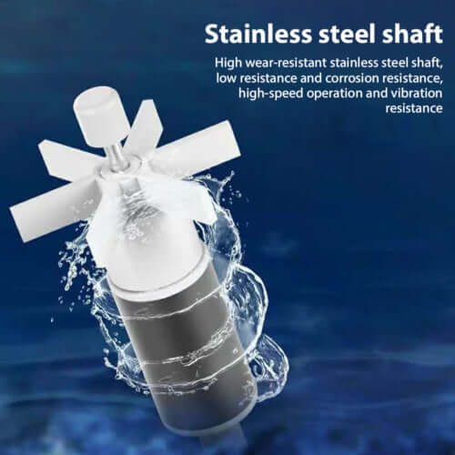 Stainless steel shaft for aquarium fountain, offering high durability and low resistance for fluid operation.