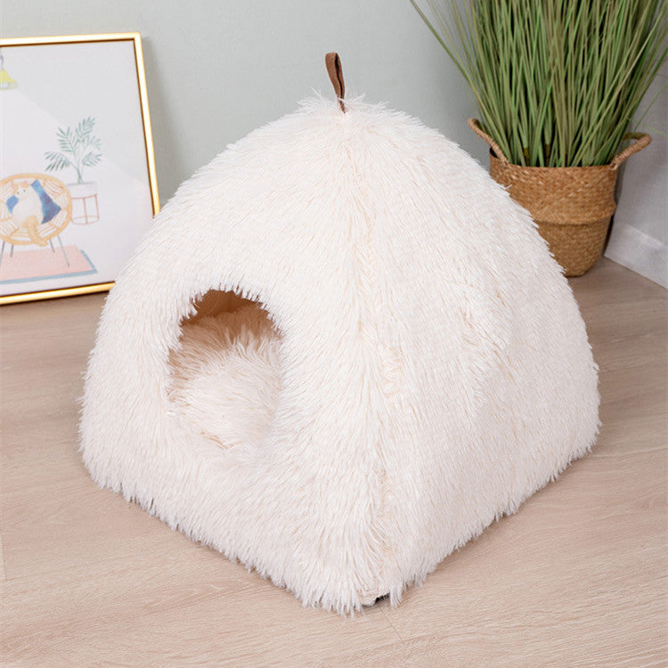 Nid Triangulaire en Plush pour Chat - Fermé et Compressible