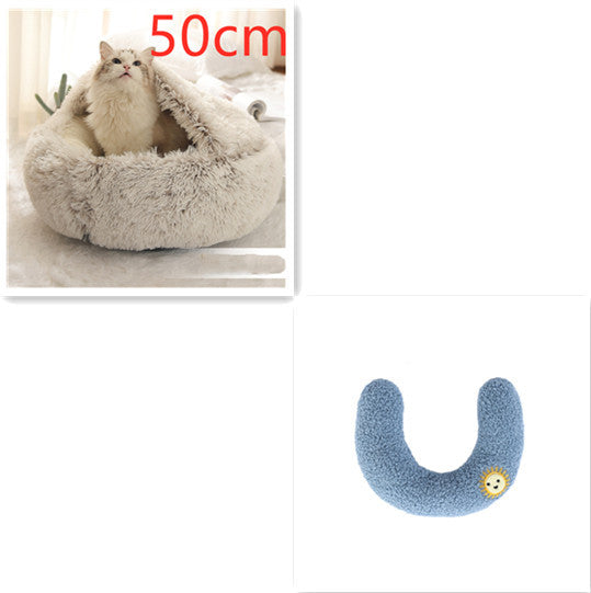 Lit Douillet 2 En 1 pour Chiens et Chats - Lit d'Hiver Rond en Peluche