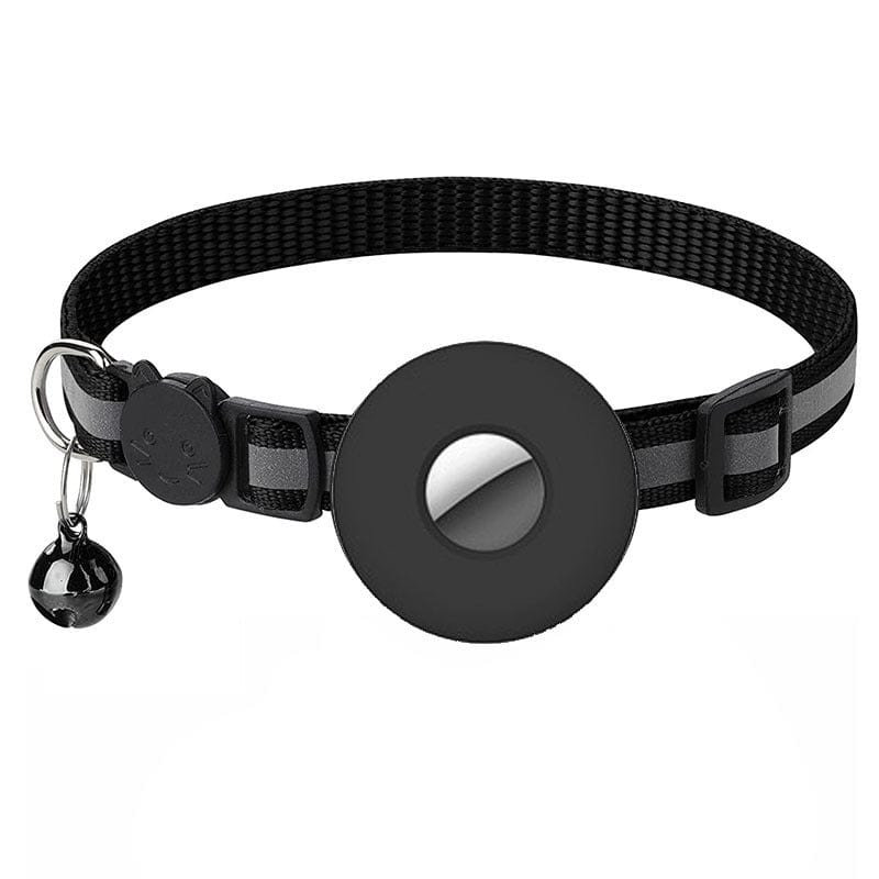Collier pour animaux avec Airtag et cloche réfléchissant, design léger et sécurité maximisée.