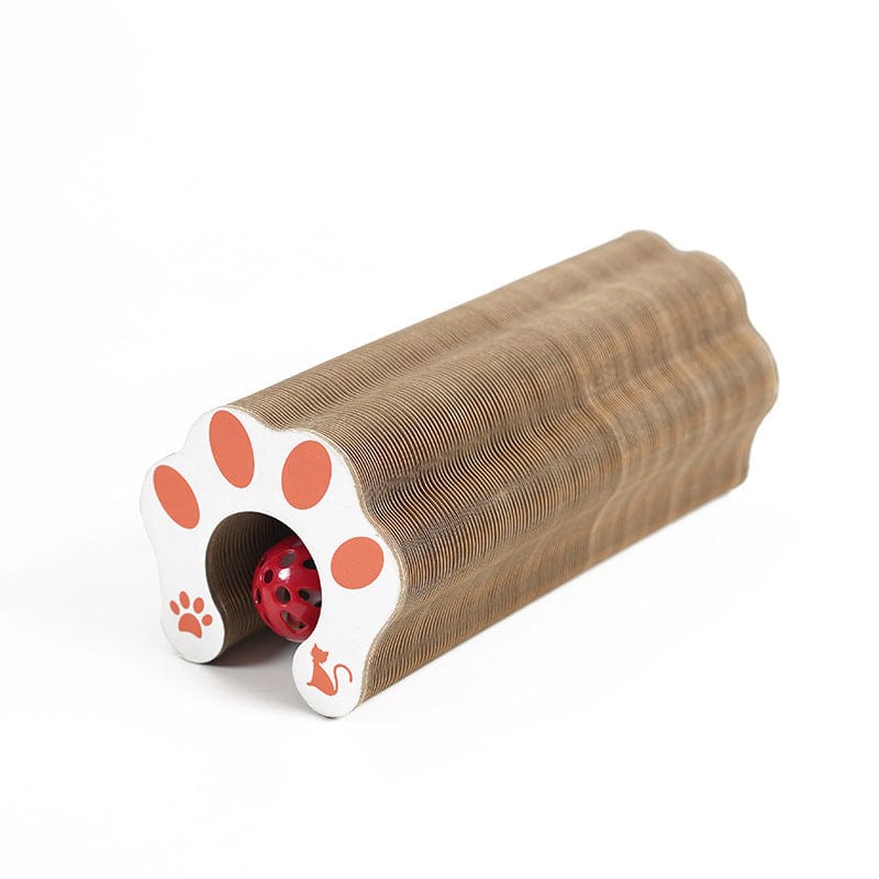 Panneau à Gratter en papier corrugé pour chat avec balle rouge, design mignon et durable.