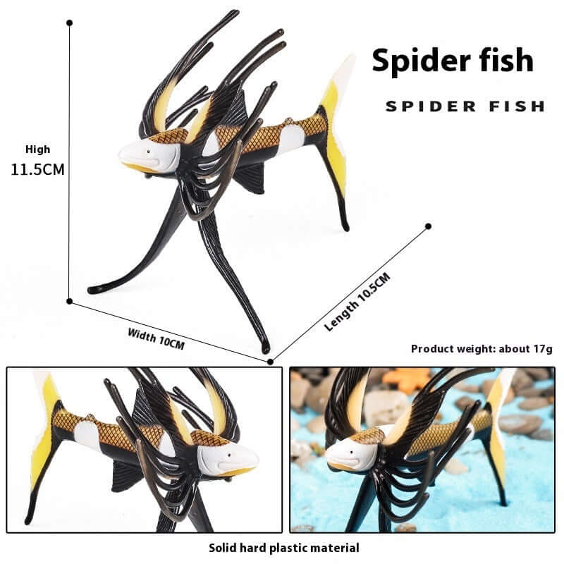 Modèle de poisson araignée en plastique durable, jouet éducatif pour enfants, dimensions 11.5 cm x 10.5 cm.
