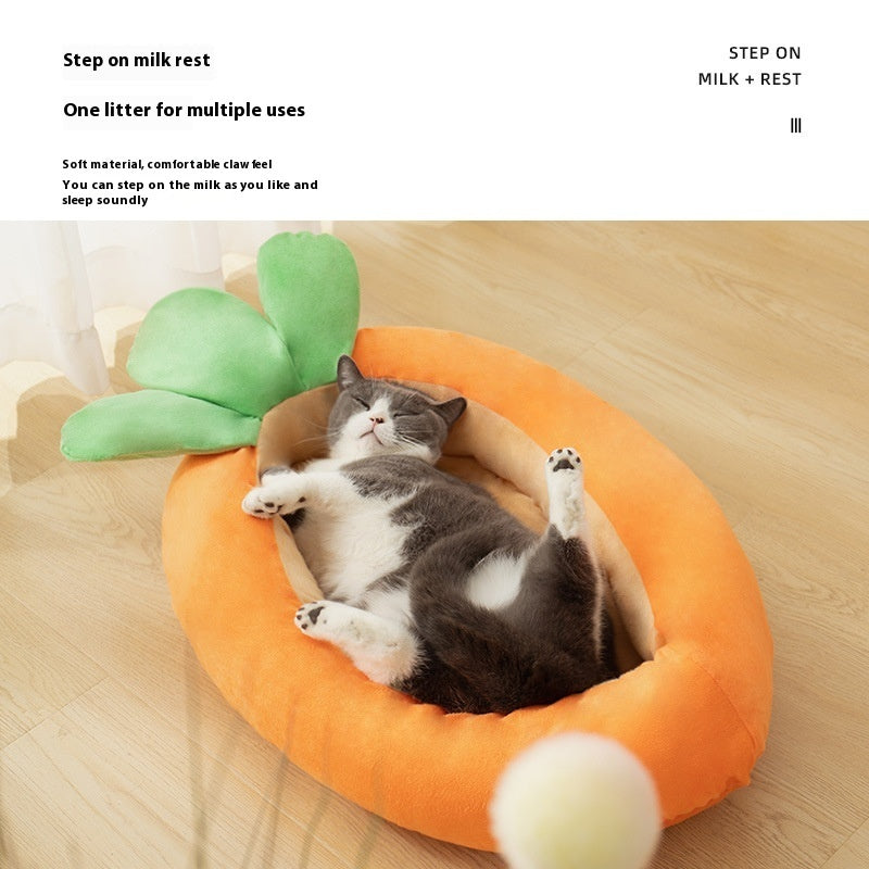 Tapis de Litière Amusant en Carotte Réversible et Lavable