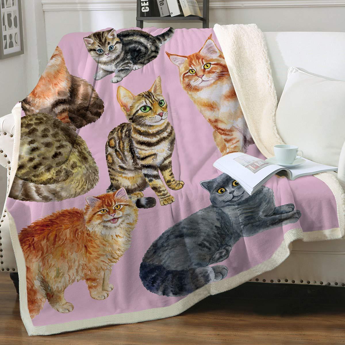Couverture en Sherpa pour Chat - Motif Animaux