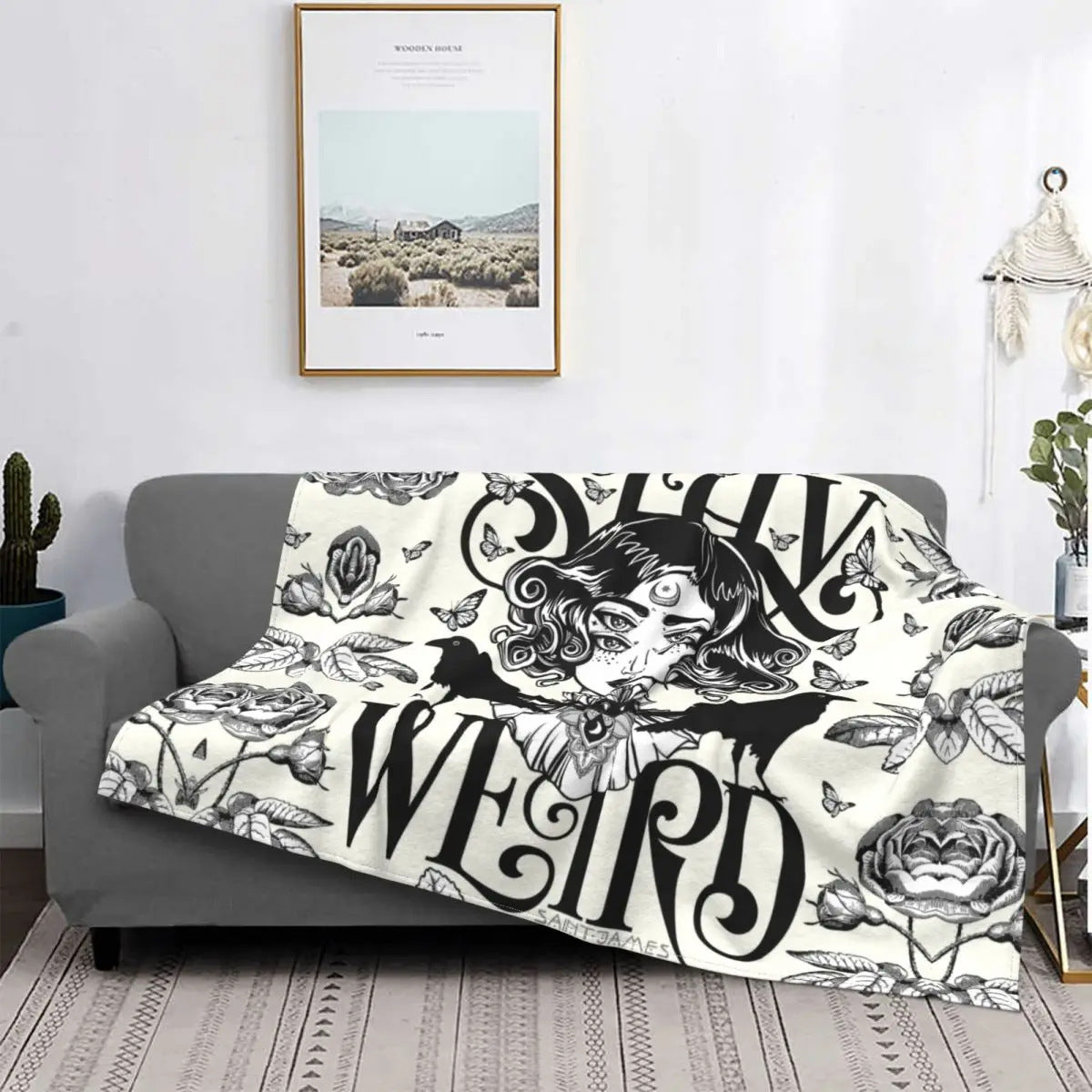 Couverture Flanelle Sorcière Gothique pour Halloween