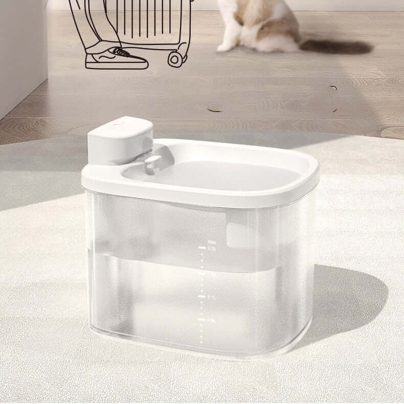 Distributeur d'eau sans fil pour animaux, design moderne et efficace pour l'hydratation des chats.