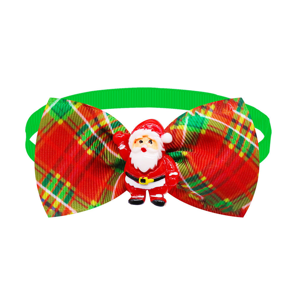 Nœud papillon en plaid avec motif de Noël pour chi chien ou chat, accessoire festif et élégant.